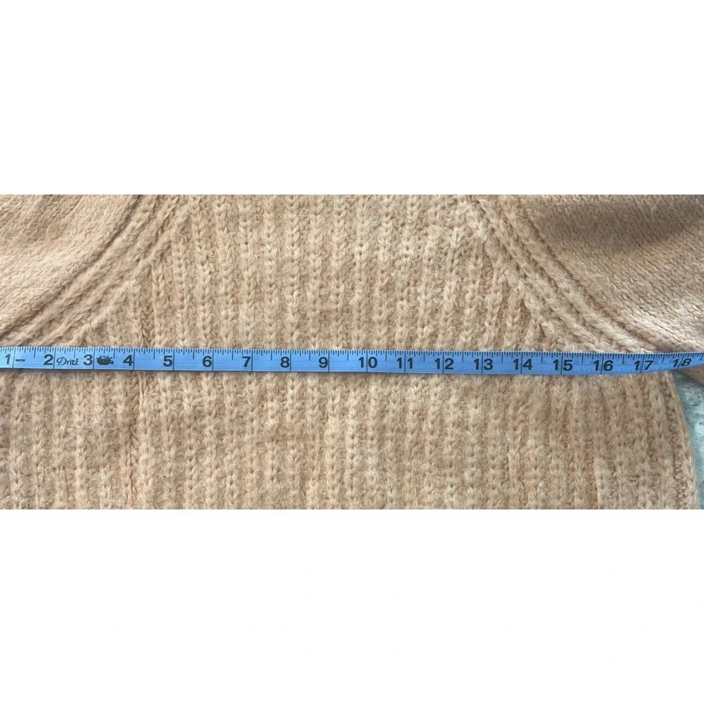 💗 TOPSHOP Peach Orange Cable Knit Puff Sleeve‎ Rib Pullover Small UK4/6 36-38